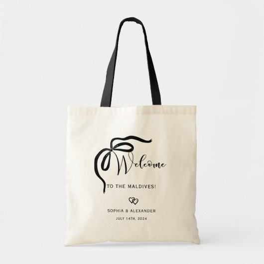Tote Bag Welcome bag for destination wedding, ribbon (Devant)