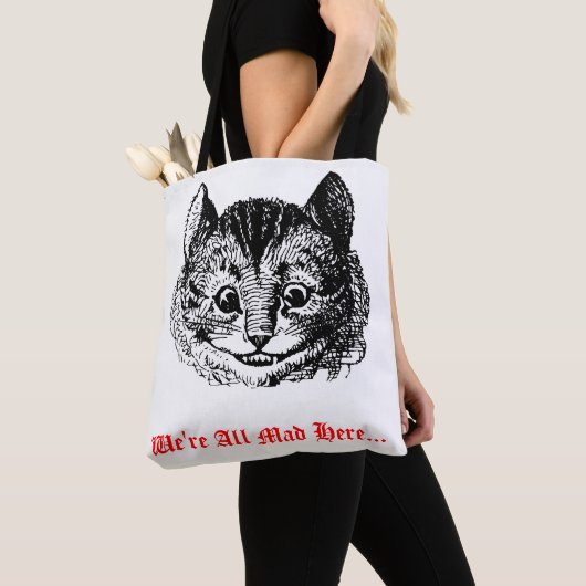 Tote Bag We're All Mad Here - Cheshire Cat Wonderland  (De près)