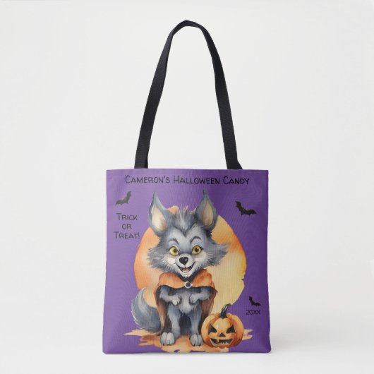Tote Bag Werewolf Halloween bonbon Trick ou traitement (Devant)