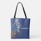 Tote Bag Werewolf Skeleton Riding a BMX Bike Personalized (Dos)