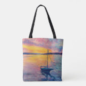 Tote Bag West Cliff Dog Beach & Sailing dans Sunset (Dos)