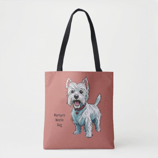 Tote Bag West Highland Terrier, Westie. Modifiable (Devant)