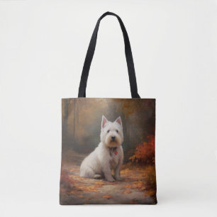 Tote Bag West Highland White Terrier à l'automne Leaves aut