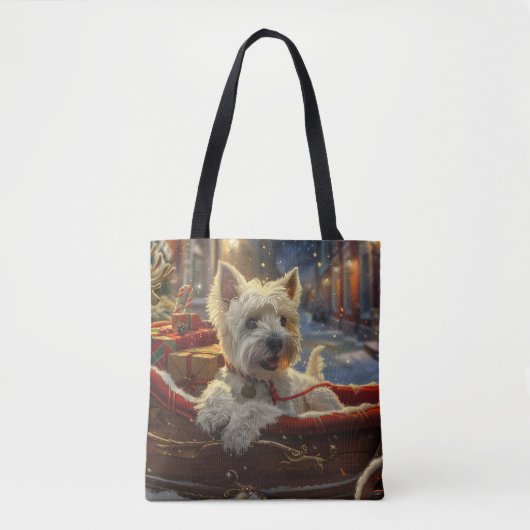 Tote Bag West Highland White Terrier Chien Festif de Noël (Devant)