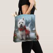 Tote Bag West Highland White Terrier Dog dans la neige Noël (De près)