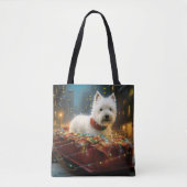 Tote Bag West Highland White Terrier Festif de Noël (Devant)