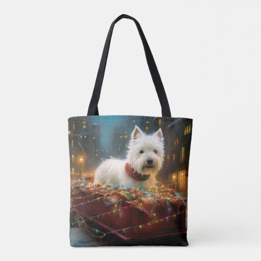 Tote Bag West Highland White Terrier Festif de Noël (Dos)