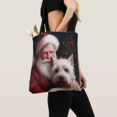 Tote Bag West Highland White Terrier Santa Claus Noël (De près)