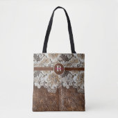 Tote Bag Western Country Leather n dentée Nom initial (Devant)