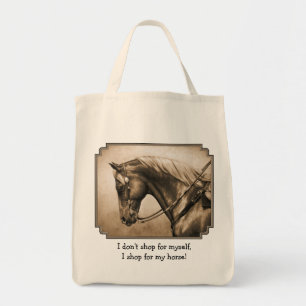 Tote Bag Western Ranch Horse Vieux Photo Sepia
