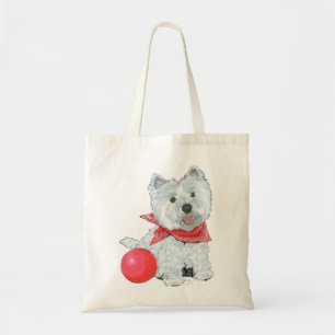 Tote Bag Westie avec un ballon rouge
