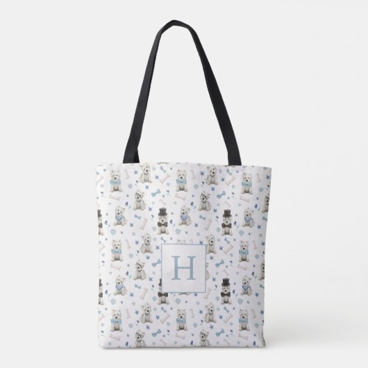Tote Bag Westie Blanc avec Accessoires Monogramme (Dos)