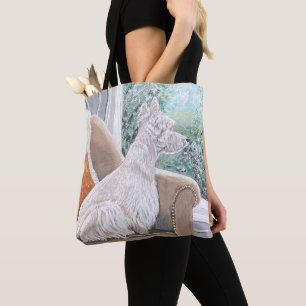 Tote Bag Westie regardant par une fenêtre