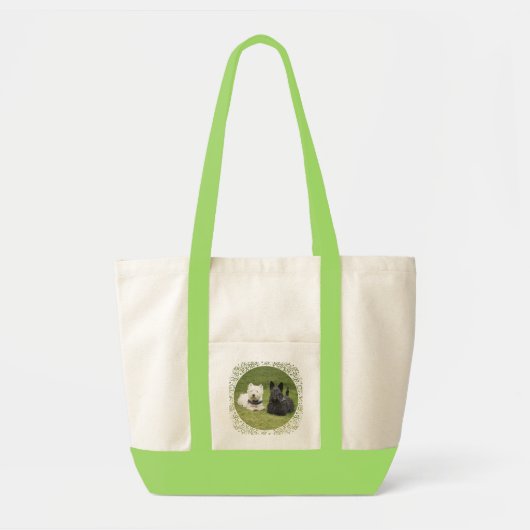 Tote Bag Westie & Scottie Gazon Vert (Devant)