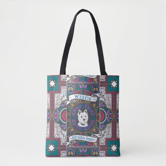 Tote Bag Westie Vitrage "Petit Mais Puissant" (Devant)