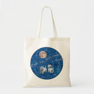 Tote Bag Westies faisant un vœu sur la Lune