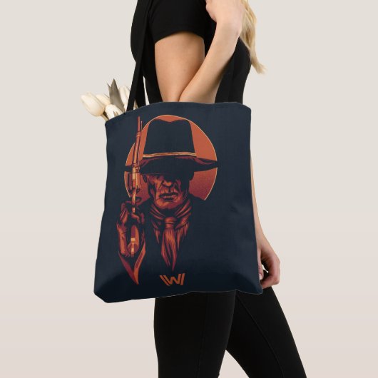 Tote Bag Westworld | Homme en noir avec révolver (De près)