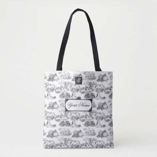 Tote Bag WHEATEN Terrier Black Toile avec nom personnalisé (Devant)
