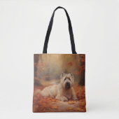 Tote Bag Wheaten Terrier dans les feuilles d'automne automn (Devant)