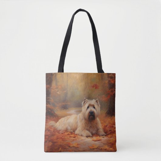 Tote Bag Wheaten Terrier dans les feuilles d'automne automn (Devant)