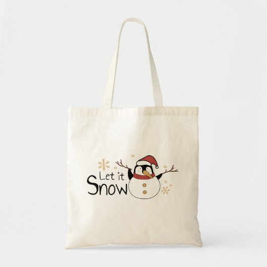 Tote Bag Whimsal Laisser Il Neige Pingouin Snowman | Noël (Devant)