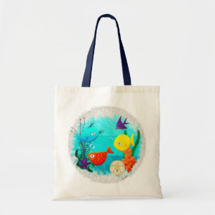 Tote Bag Whimsey Aquarium Cartoon Poissons Enfants aux Ados