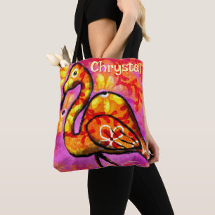 Tote Bag Whimsical Abstrait Flamant rose Bird Personnalisé