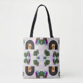 Tote Bag Whimsical Boho Owl & Tropical Monstera Leaf (Devant)