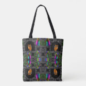 Tote Bag Whimsical Boho Owl & Tropical Monstera Leaf (Dos)
