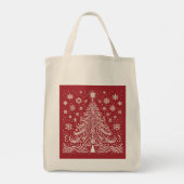 Tote Bag Whimsical Carryall : Folk Art Christmas Tree Fourr (Dos)