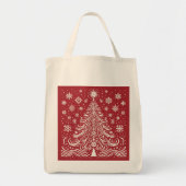 Tote Bag Whimsical Carryall : Folk Art Christmas Tree Fourr (Devant)