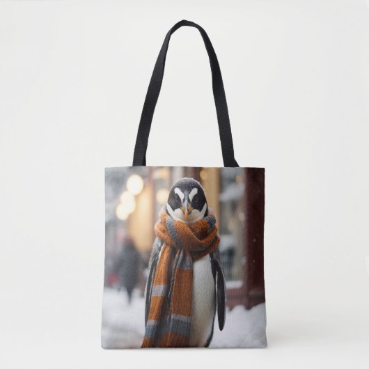 Tote Bag Whimsical Cosy Penguin hiver neigeux (Devant)