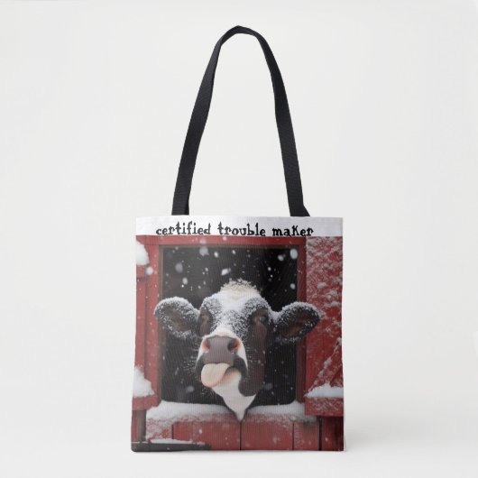 Tote Bag Whimsical Cow Red Barn Farmhouse  (Devant)