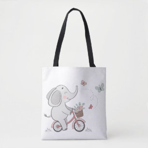 Tote Bag Whimsical Elephant vélo d'équitation - Enfants Des