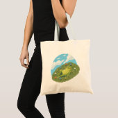 Tote Bag Whimsical Frog Chilling On The Hill Illustration (Devant (produit))