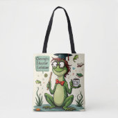 Tote Bag Whimsical Frog Teacher | Overnight Educator (Devant)