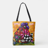 Tote Bag Whimsical Funky Chunky Floral Poulet coloré (Dos)