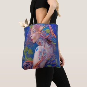 Tote Bag Whimsical Girls Face Nymph Fairy sorch Magique