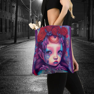 Tote Bag Whimsical Girls Face Nymph Fairy Witch Magical Tot
