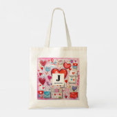 Tote Bag Whimsical Hearts and Love Lettres Motif Monogramme (Dos)