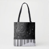 Tote Bag Whimsical piano and musical notes (Devant)