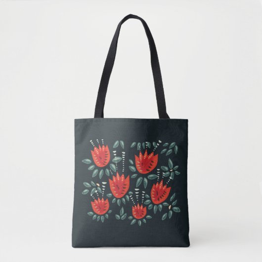 Tote Bag Whimsical Red Tulips Floral Art - Printemps Abstra (Devant)