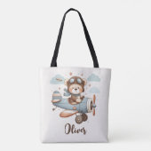 Tote Bag Whimsical Teddy Bear Pilote personnalisé (Dos)