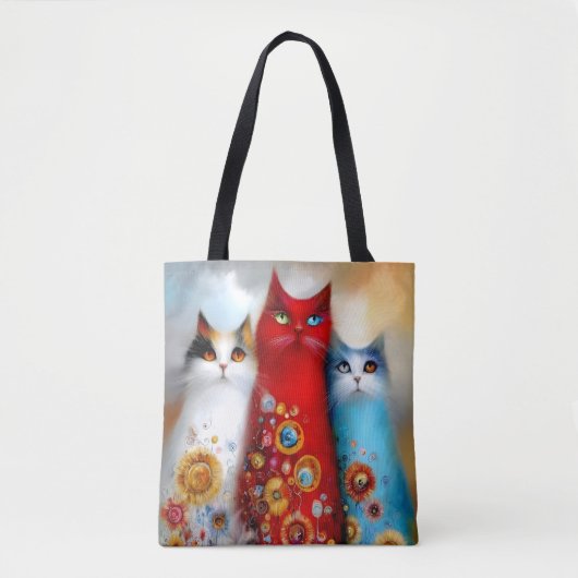 Tote Bag Whimsical Trio of Cats (Devant)