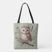 Tote Bag Whimsical Woodland Owl Botanical Illustration (Dos)