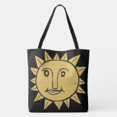 Tote Bag Whimsine Sunshine Black Gold Boho Motif (Dos)