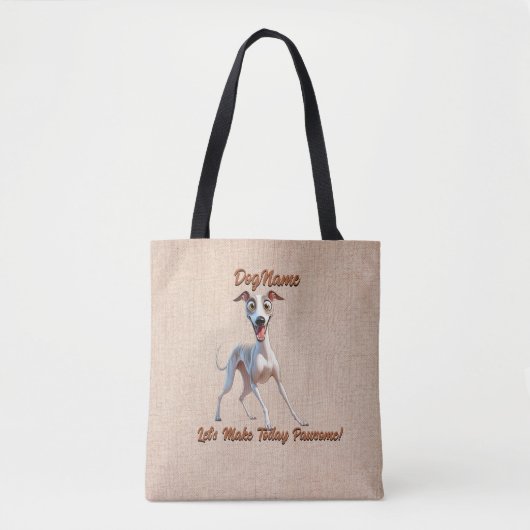 Tote Bag Whippet - Ajouter le nom du chien, modifier le tex (Devant)
