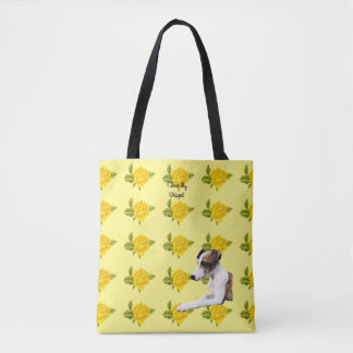 Tote Bag Whippet et roses jaunes [Med]