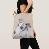 Tote Bag Whippet, whippet anglais, rupture, blanc, brindle, (De près)