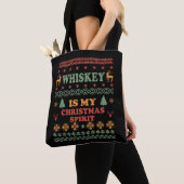 Tote Bag Whiskey est mon esprit de noël drôle pull moche (De près)